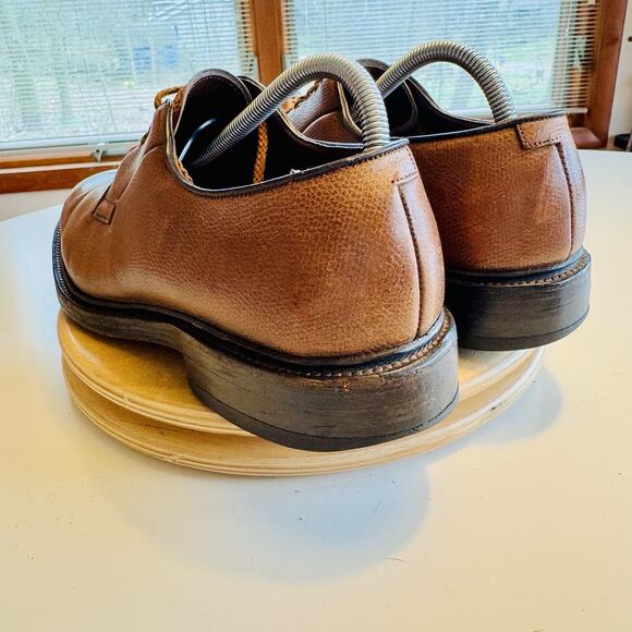 Vintage Allen Edmonds LEEDS Plain Toe Derby Shoe Mens Sz 10 B Brown Pebbled - Picture 5 of 8